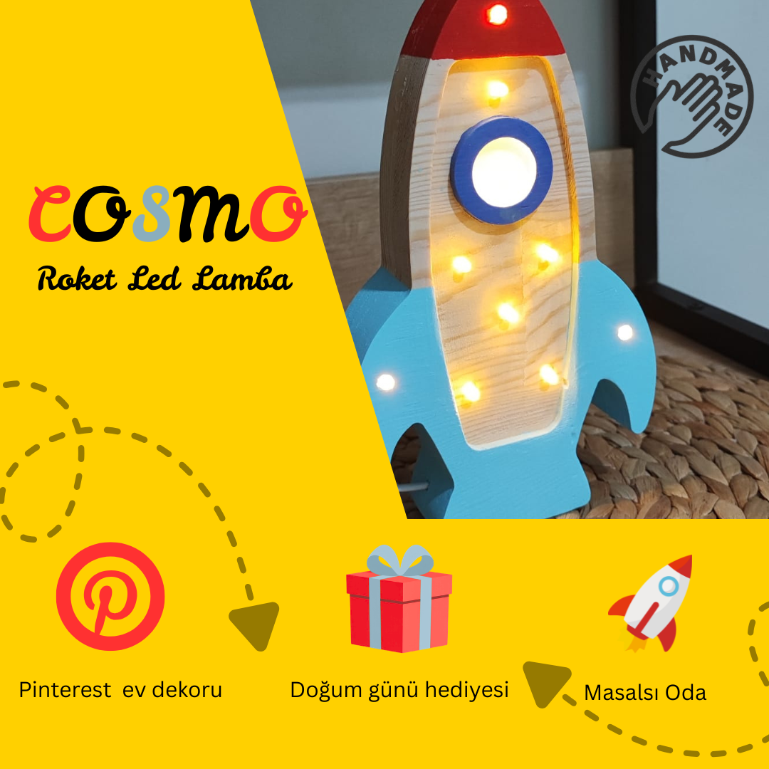 COSMO Roket Led Ahşap Lamba